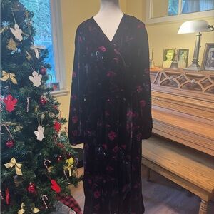 Lane Bryant Black and Pink Floral Long Sleeve Dress